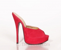 Wildleder Plateaupantolette Rote Verf�hrung