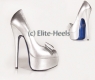 Exclusive Peep Toe Platform Pumps Esperanza Silversky Schleife
